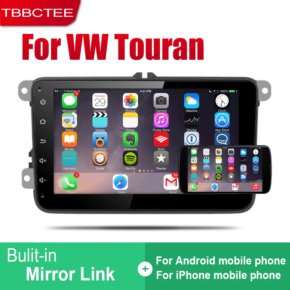 Для Volkswagen VW Touran 2003~ Android Автомагнитола Стерео gps навигация Bluetooth wifi 2din Автомагнитола стерео