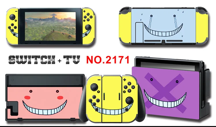 1set New Cute Anime Full Body Sticker for NS Switch Protective Cover Skin Colorful Art for Game Console Joy-Con Controller Decor