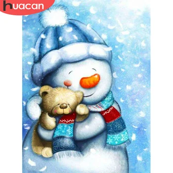 

HUACAN Diamond Painting Christmas Snowman Bear Full Square Round Drill Diamond Embroidery Sale Landscape Cross Stitch Home Decor