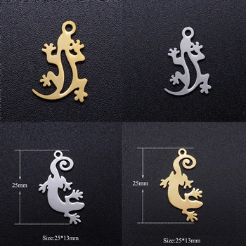

10pcs/lot High Polish Stainless Steel Lizard Animal Charms Wholesale Pendants for DIY Jewelry Making