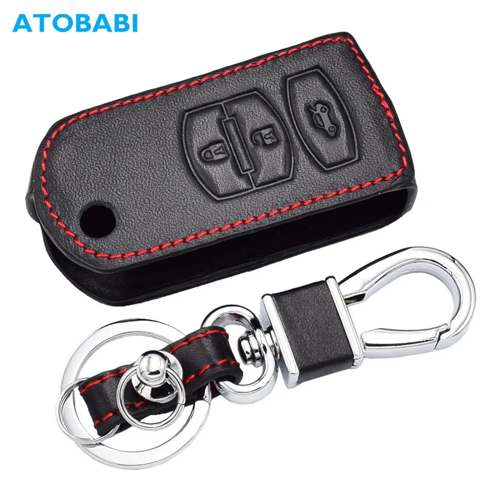 Кожаный чехол для автомобильного ключа с 3 кнопками MAZDA 2 6 M2 M3 M5 M6|leather key fob holder|key