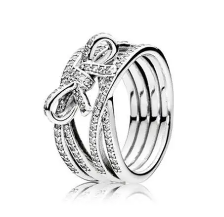 

Original 925 Sterling Silver Ring Delicate Sentiments Ribbon Twisting Rings For Women Wedding Party Gift Fashion Jewelry