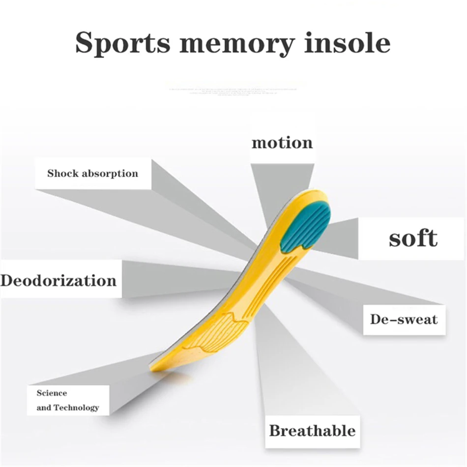 Ортопедическая спортивная стелька с плоской подошвой, мужская обувь, женская стелька с эффектом памяти, хлопковая подкладка 2 см, высокое качество, 3D удобная тканевая подкладка для ног