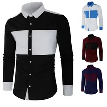 Прямая поставка модная мужская игла шоу осень длинный рукав Повседневная посадка пуговицы круглый Топ Блузка Повседневное платье женский корейский стиль