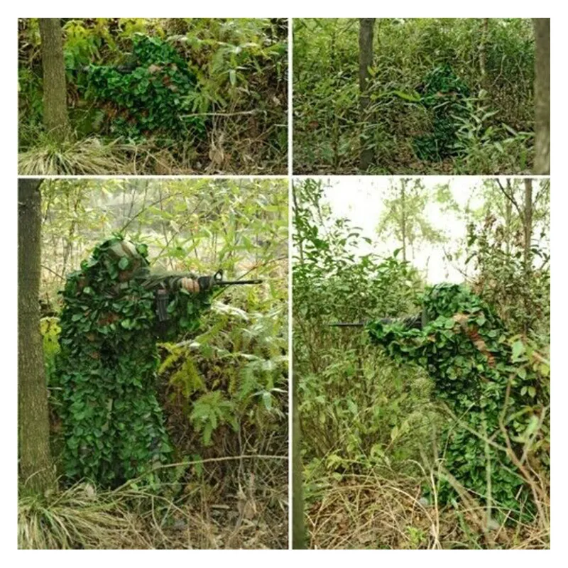 Охотничий 3D Камуфляжный костюм с листьями GHILLIE Jungle Sniper спортивная одежда камуфляжная сетка