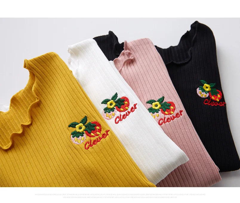 Autumn new Korean girls' T-shirts Cotton long-sleeved bottoming shirts with free shipping