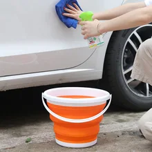 

Silica Gel Portable Folding Bucket with Lid, Car Wash Bucket, Suitable for Children, Outdoor Fishing, Travel, Family Storage