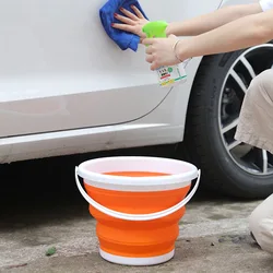 Silica Gel Portable Folding Bucket with Lid, Car Wash Bucket, Suitable for Children, Outdoor Fishing, Travel, Family Storage