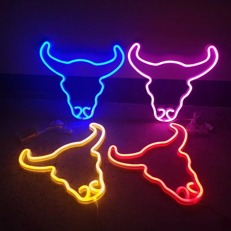 

LED Cow Neon Sign Fairy Lights For Bedroom Wall Battery USB Operated Garland Festoon Wedding Home Holiday Party Christmas Decor