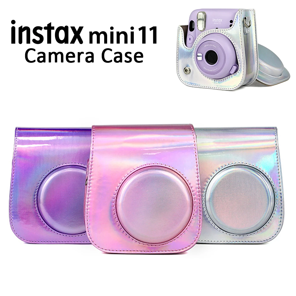 Instax Mini funda con para el hombro para cámara Fujifilm Mini 11, bolso de cuero PU rosa/plateado/morado, a la moda|Bolsos para cámara/vídeo| - AliExpress