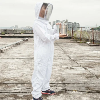 

XXL Professional Full Body Beekeeping Suit Protective Clothing W/ Veil Hood Pocket Fits For Your Body Size