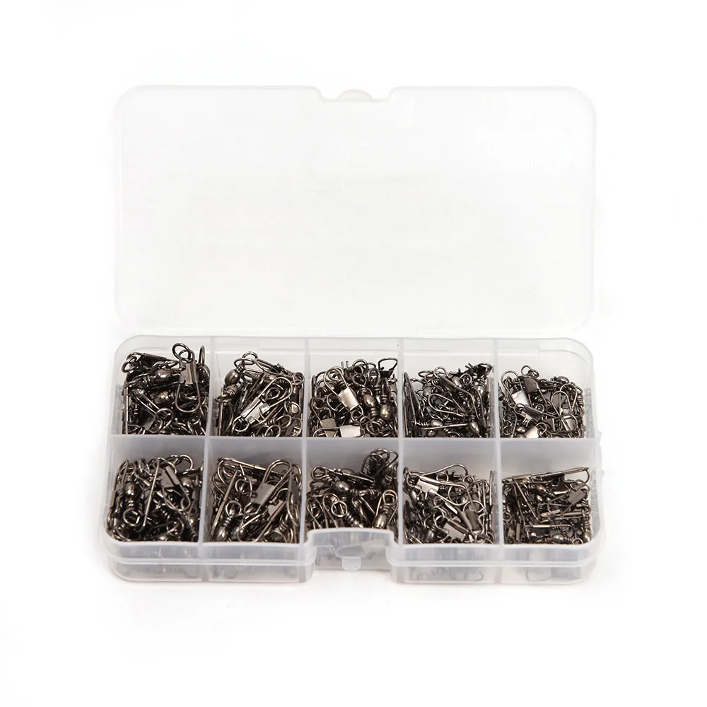 Lixada-200-St-cke-Schwenker-feste-Ringe-Angeln-Stecker-Angeln-Wirbel-Snap-5-7-9-11