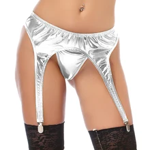 Senhoras moda cor sólida sexy pvc antiderrapante liga cinto estocagem titular couro patente antiderrapante liga cinto de metal duckbill