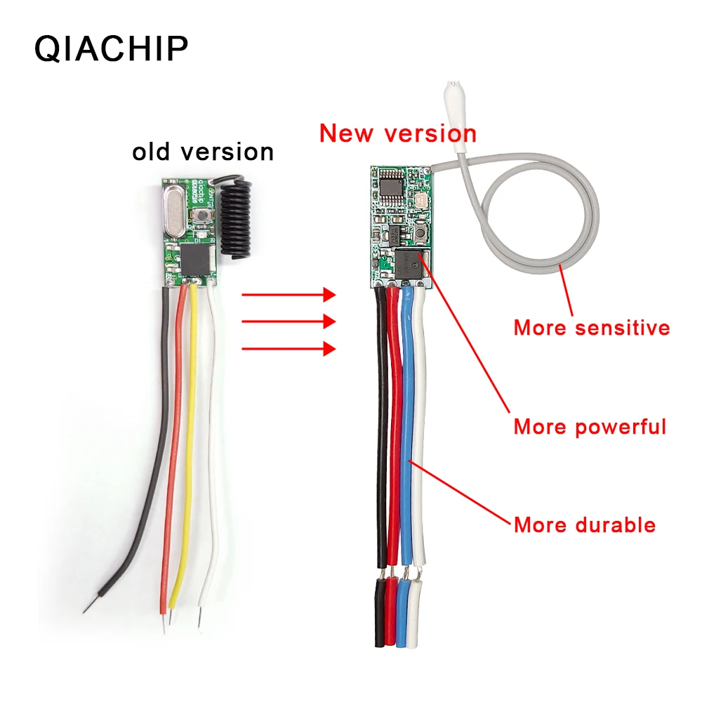 QIACHIP беспроводной пульт дистанционного управления 12 в 3,7 в 5 в 24 в микро RF модуль приемника светодиодные лампы Переключатель 433 МГц RF передатчик DIY