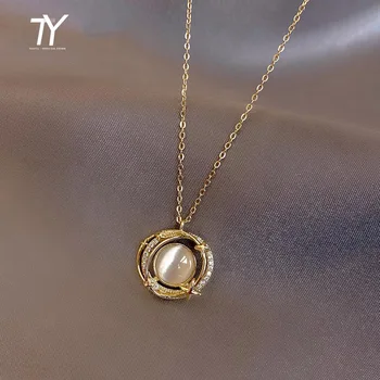 2021 New Classic Whirlpool Opal Pendant Necklace For Woman Korean Fashion Jewelry Sexy Girl's Clavicle Chain Short Neck Chain