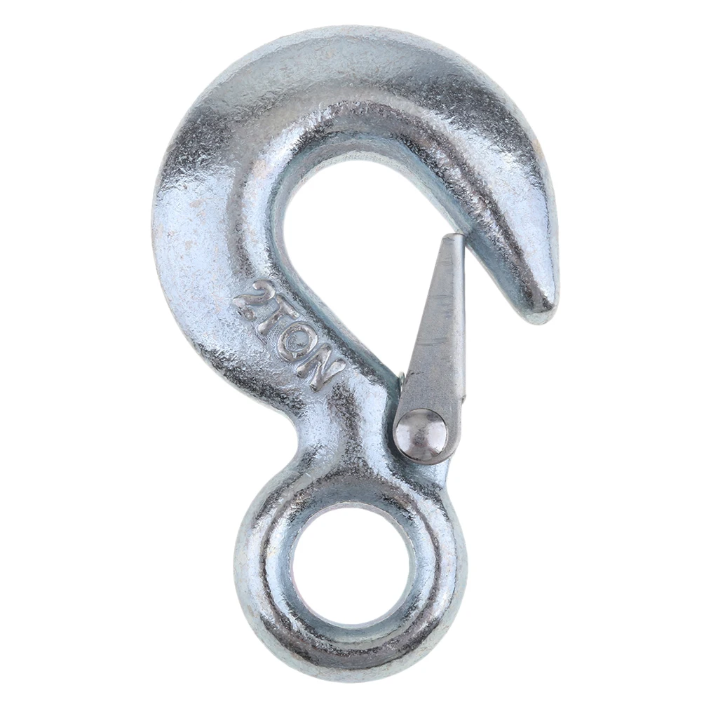 1 Pcs 2 Tons Eye Sling Winch Hook with Clevis Safety Latch For Hoist Sling Winch 1 Pcs 2 Tons Eye Sling Winch Hook with Clevis Safety Latch For Hoist Sling Winch