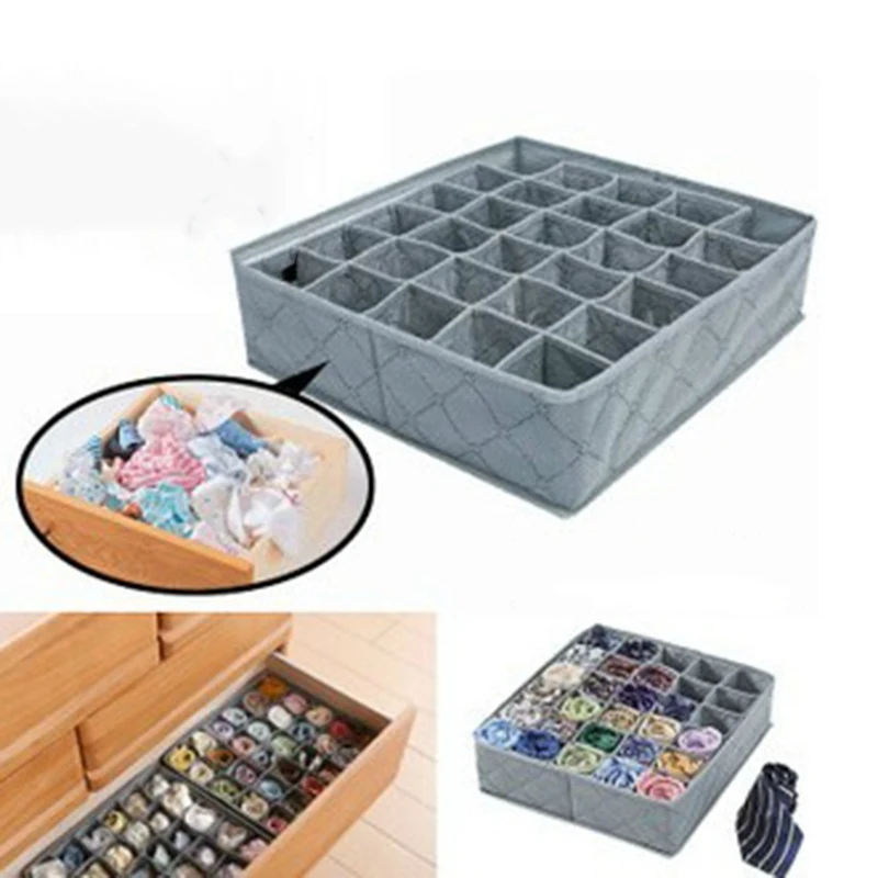 30Grids Flodable Storage Boxes Underwear Organizer Socks Storage Box For Home Bra Lingerie Ties Drawer Divider Lidded Boxes