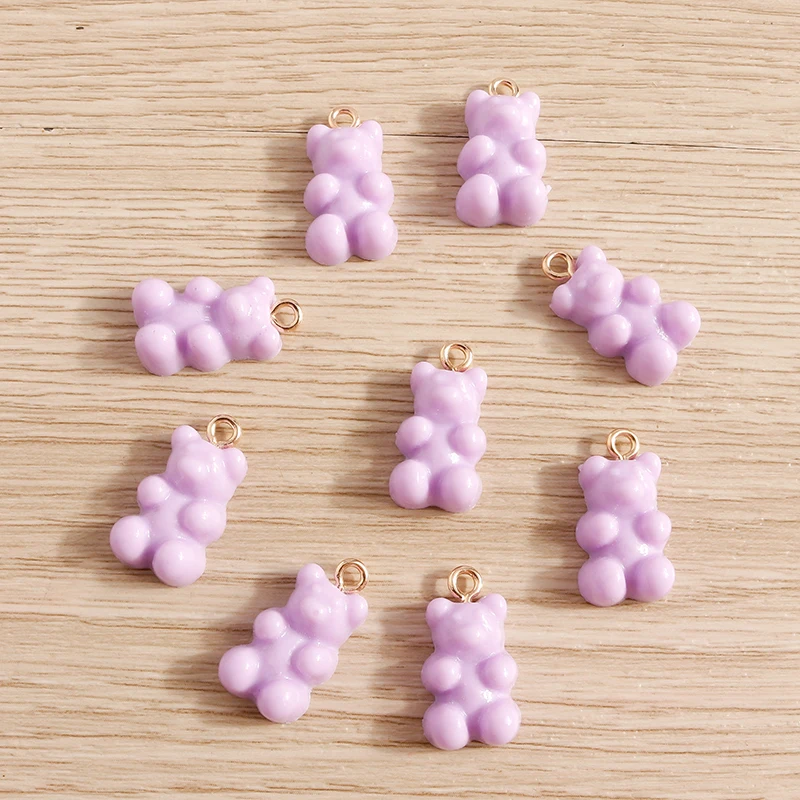30 Stück 11*20mm 9 Farben Cartoon Bär Charms für Schmuckherstellung Niedliche Tropfen Ohrringe Anhänger Halsketten DIY Tierschmuck Erkenntnisse – Detail 9