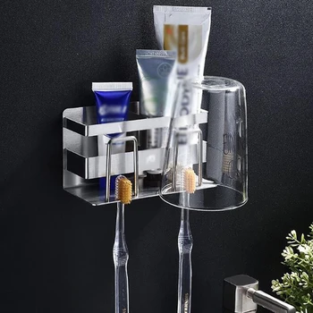 

Wall Mount Creative Toothbrush Holder Stainless Steel Bathroom Storage Toothbrush Holder Durable Organizer