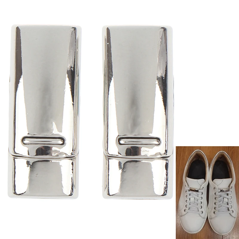 1 Pair Shoelaces Stainless Steel Elastic Quick No Tie Shoe Laces Lock Shoe Accessories