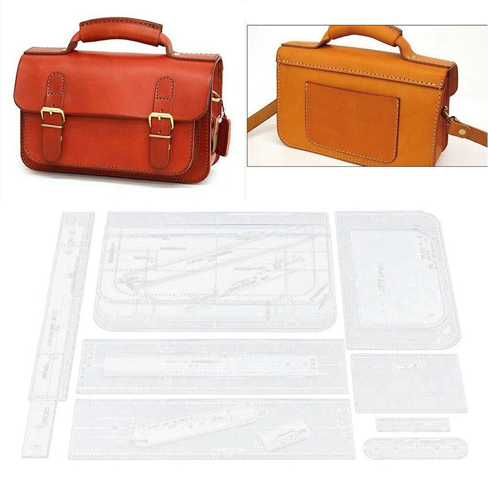 

17pcs/set Leather Craft Acrylic Shoulder Crossbody Bag Handbag Pattern Template Tools Set Handle DIY Craft Parts