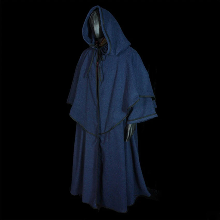 Man Retro Cap Cloak for Autumn and Winter Medieval Vintage Monk's Robe Sorcerer's Costume Stage Cosplay Costume Clothes Man Cloa