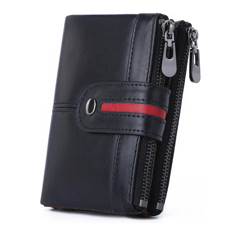

100% Genuine Leather Wallet Men New Brand Purses for men Black Brown Bifold Wallet RFID Blocking Wallets No Box