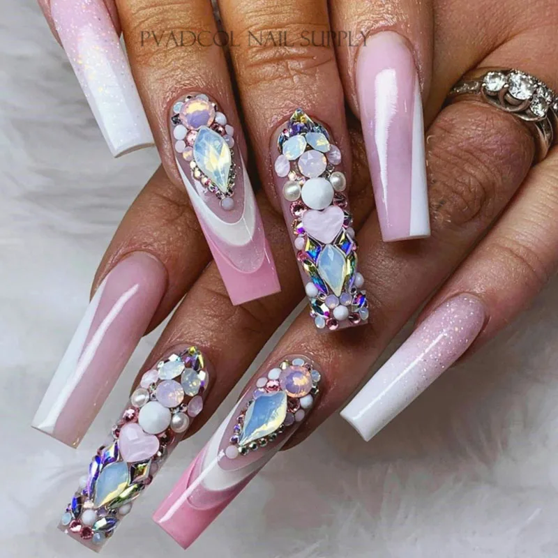 Pre Pinched C Curve False Nail Art Tips Clear Half Cover Fake Nails Straight Square French 500pcs/bag