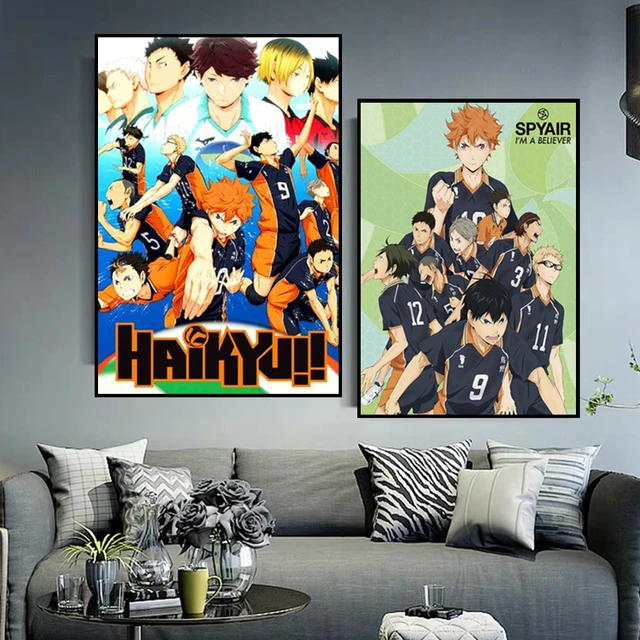 Haikyuu anime personagens completos impressão em tela pintura da