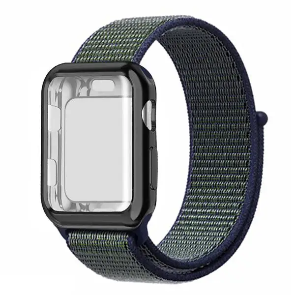 Чехол+ ремешок для apple watch 4 Band 44 мм correa apple watch 42 мм 38 мм 40 мм iwatch series 5 4 3 нейлоновый браслет pulseira - Цвет ремешка: Fog gray