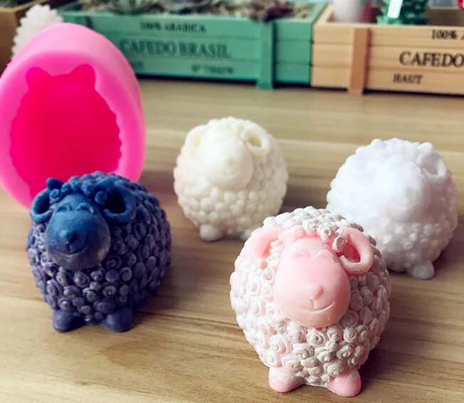 Форма овец ароматическая свеча силиконовая форма DIY формы для мыла Свеча силикагель Форма для милых гипсовые поделки