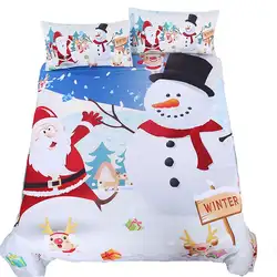 Комплект постельного белья из 3 предметов, Рождественский Снеговик, мультяшный снеговик, пододеяльник, набор, Королевский размер, с 2