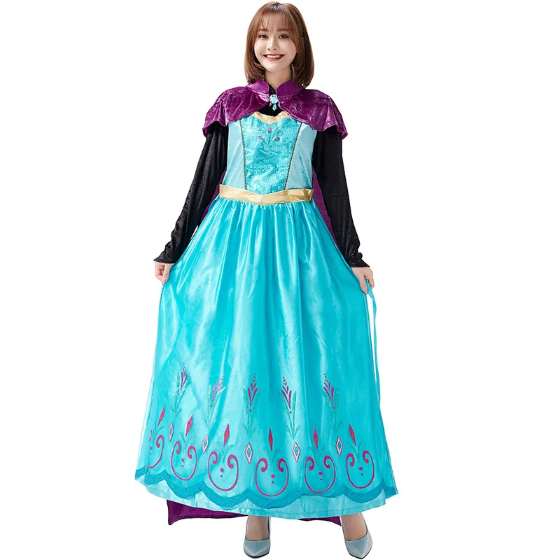 

Anna Princess Costume Cosplay Snow Queen Adult Dress Halloween Costume For Women Christmas Carnival Party Suit