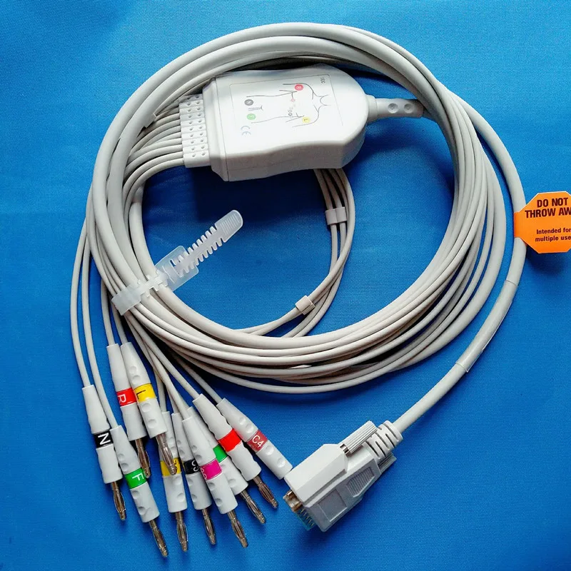 Ecg Cabo Compatível com Nihon Kohden 9010 9020 9620 Ecg 10 Leadwires Ecg Ekg Cabo 15pin a Banana 4.0 com 4.7k Resistor