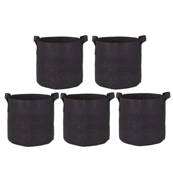 

5Pcs Grow Bags Felt Grow Bag Gardening Fabric Grow Pot Vegetable Growing Planter Garden Flower Planting Pots