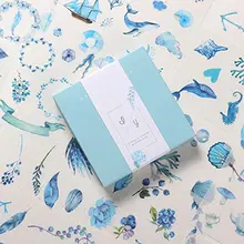 Autocollants décoratifs en bleu Aqua ins, étiquette bâton de Scrapbooking, papeterie pour Album journal intime, ensemble d'accessoires de peinture, 50 feuilles 