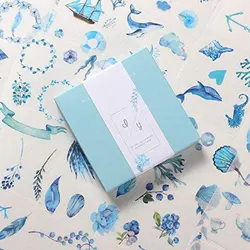 50 sheets Aqua blue ins Decorative Stickers Scrapbooking Stick Label Diary Album stationery painting Sticker Accessories Set