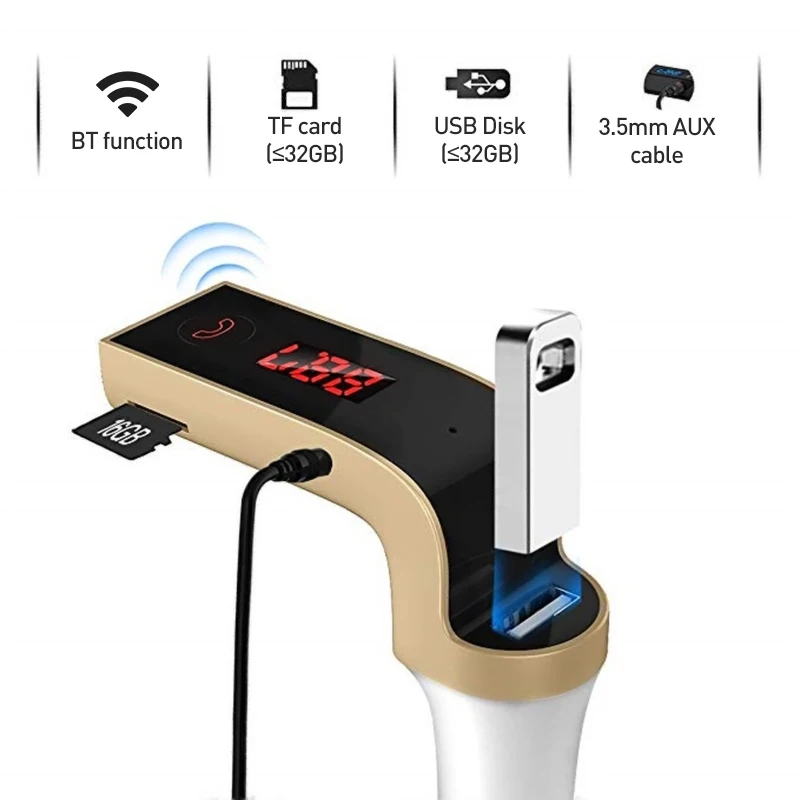Victsing G7 Bluetooth fm-передатчик автомобильное зарядное устройство автомобильный комплект fm-передатчик USB зарядное устройство адаптер MP3-плеер ЖК-дисплей автомобильные аксессуары
