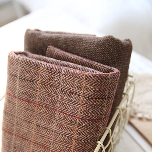 Весенняя винтажная английская клетчатая Смешанная шерстяная твидовая ткань для одежды