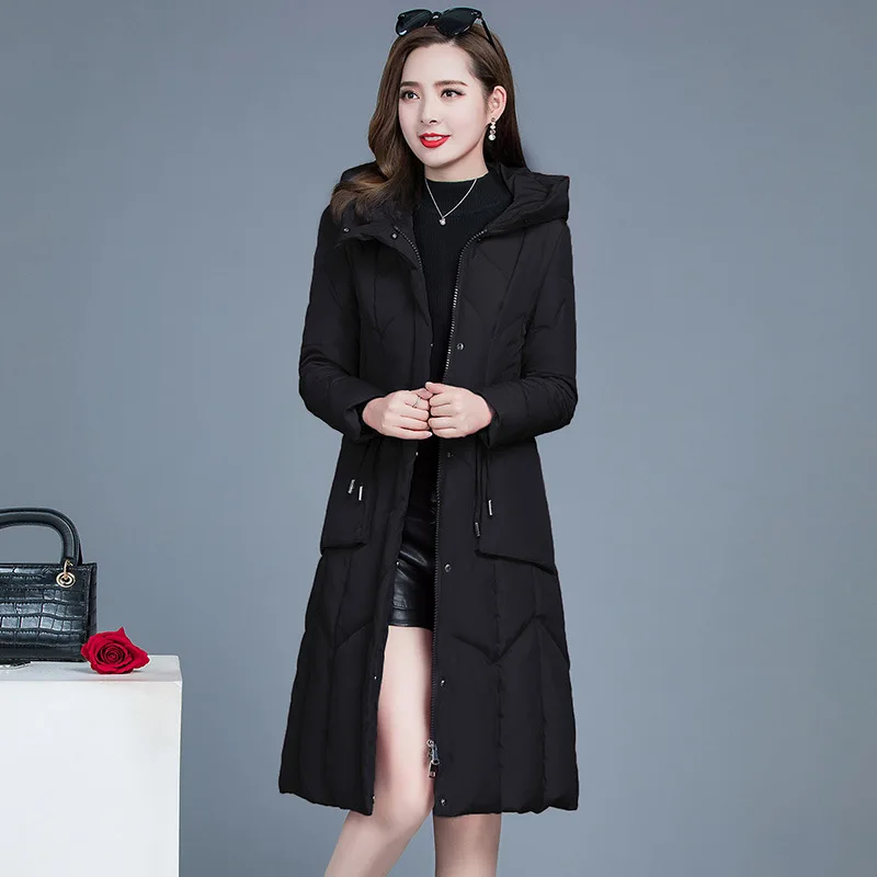 

2019 Winter Korean-style Fashion Elegant Generous Solid Color Hooded Warm Slim Fit Slimming with Zipper down Jacket Cotton-padde