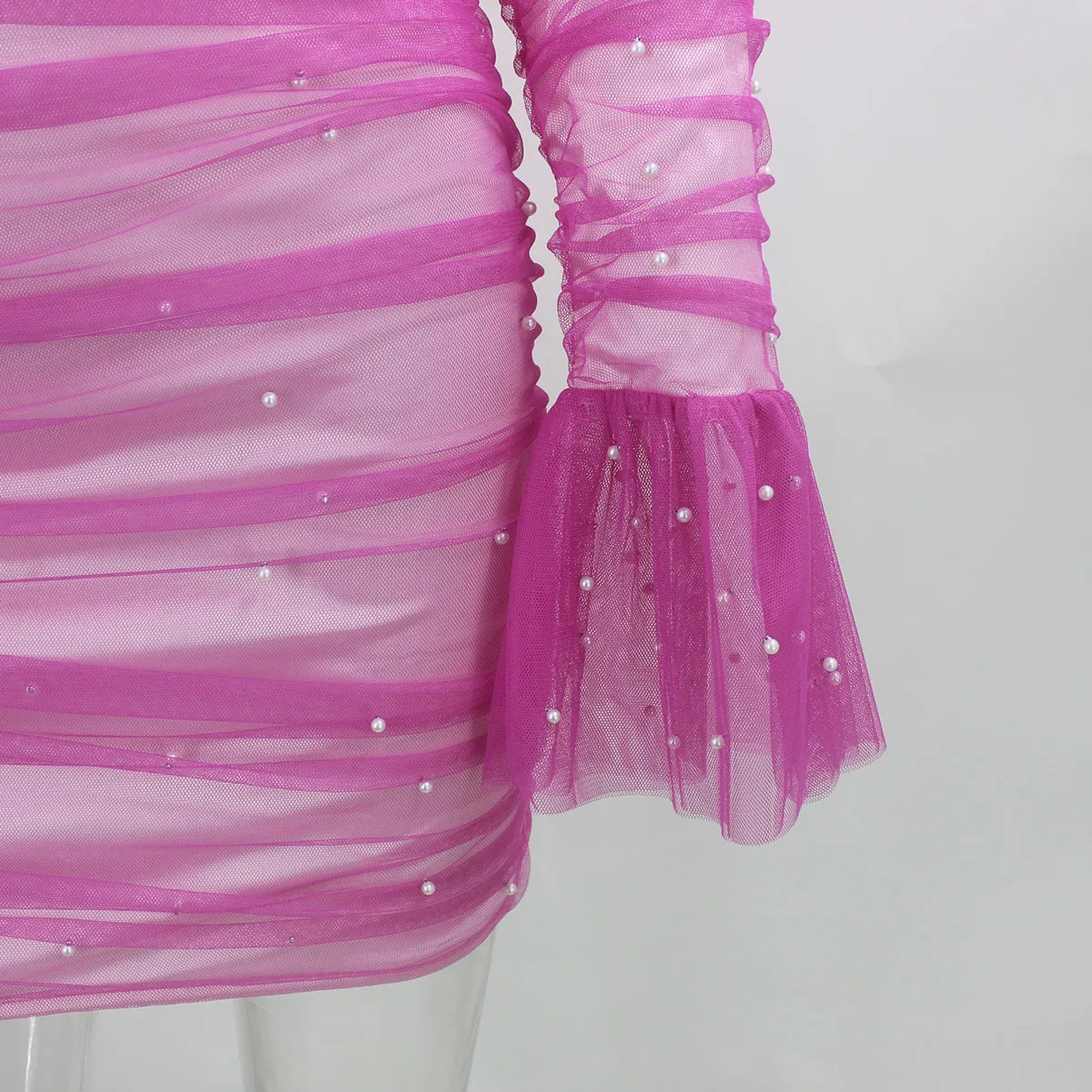 Slaygirl/летнее Сетчатое платье с жемчужинами; женское облегающее платье на одно плечо; вечерние Клубные платья; коллекция года; повседневное свадебное мини-платье для женщин; Vestidos