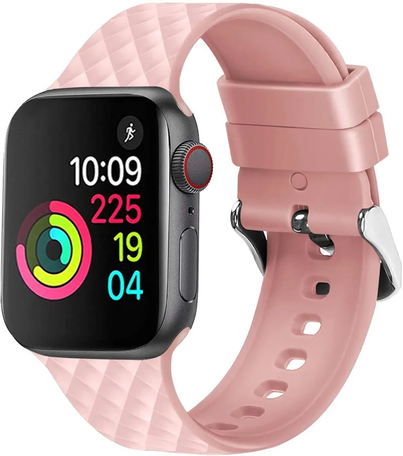Ремешок для apple watch ремешок 44 мм 40 мм iwatch ремешок 42 мм 38 мм спортивный силиконовый ремешок для часов Браслет apple watch 4 5 3 2 Алмазный Узор