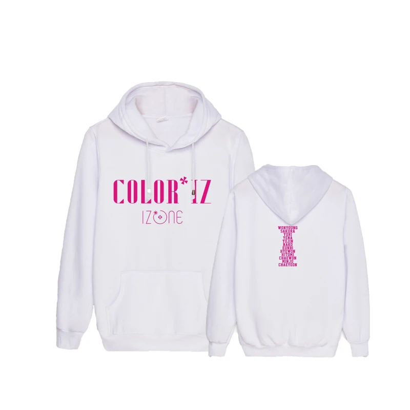 KPOP IZONE комбинированный дебютный альбом COLORIZ концертный с той же толстовкой свободный подростковый мужской и женский хлопок дропшиппинг - Цвет: Белый