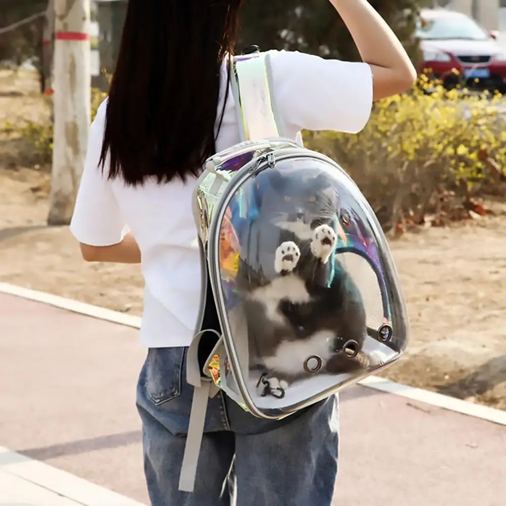 

New Laser Cat Bag Space Capsule Pet Backpack Outing Portable Cat Dog Bag Panoramic Breathable Backpack