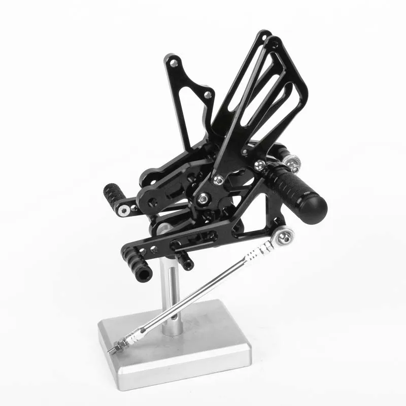 SMOK педаль мотоцикла для Suzuki GSXR 1000 2007 2008 алюминиевый сплав Rearset подножки черный серебристый красный синий золотой зеленый - Цвет: Черный