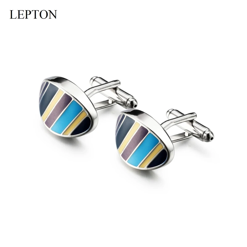 

Hot British Style Cufflinks For Mens Shirt Cuffs Button Elliptical Enamel Cuff Links Fashion color CuffLink Wedding Groom Gift