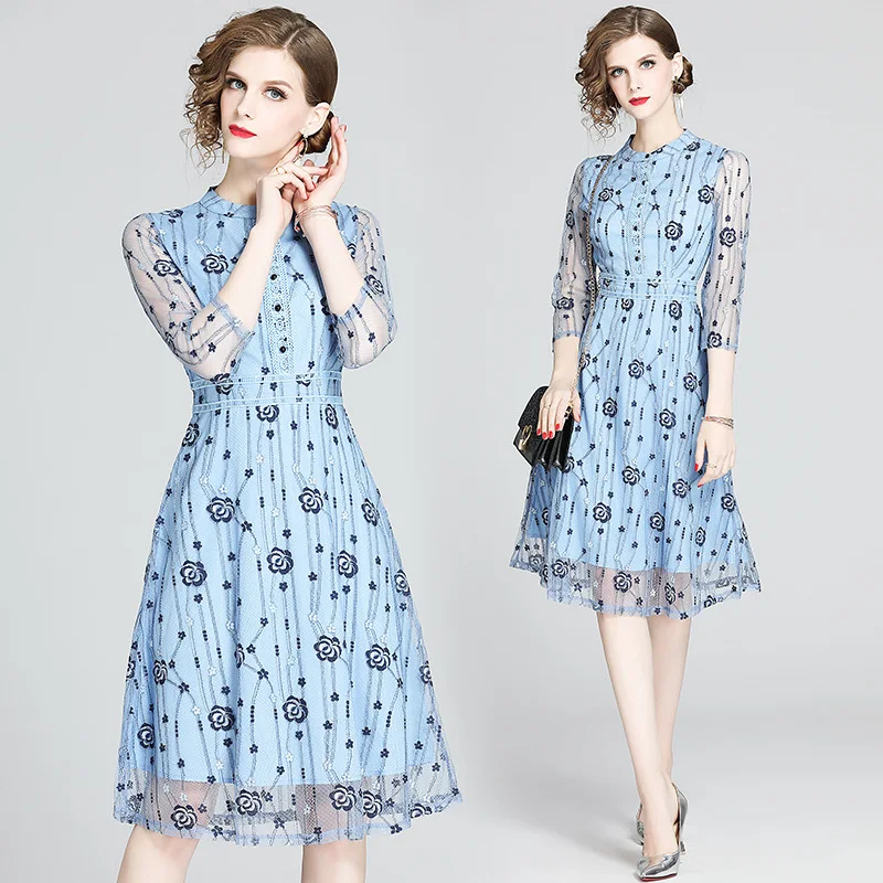 

Photo Shoot Large Austrian WOMEN'S Dress Europe And America New Style Nobility Western Style Elegant Slimming Lace Dress