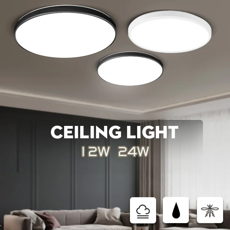 

Ultra Thin LED Ceiling Lights 12W 24W 220V Surface Mounted Led Ceiling Lamps Round For Living Room Bedroom Kitchen Home Lighting