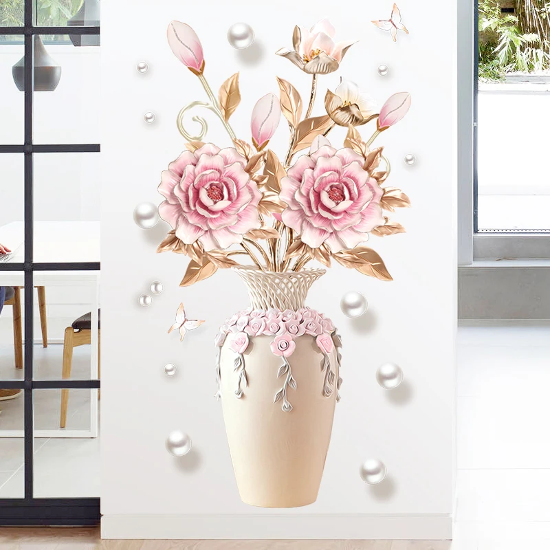 Creative-Peony-Flowers-Vase-Wall-Sticker-for-Living-Room-Bedroom-Decal-3D-Wall-Stickers-Removable-Wall (2)