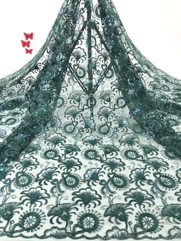 

African Lace Fabric 2020 High Quality Lace Nigeria Sequins Tulle Lace Fabric Bride French Mesh Lace Fabric G0075